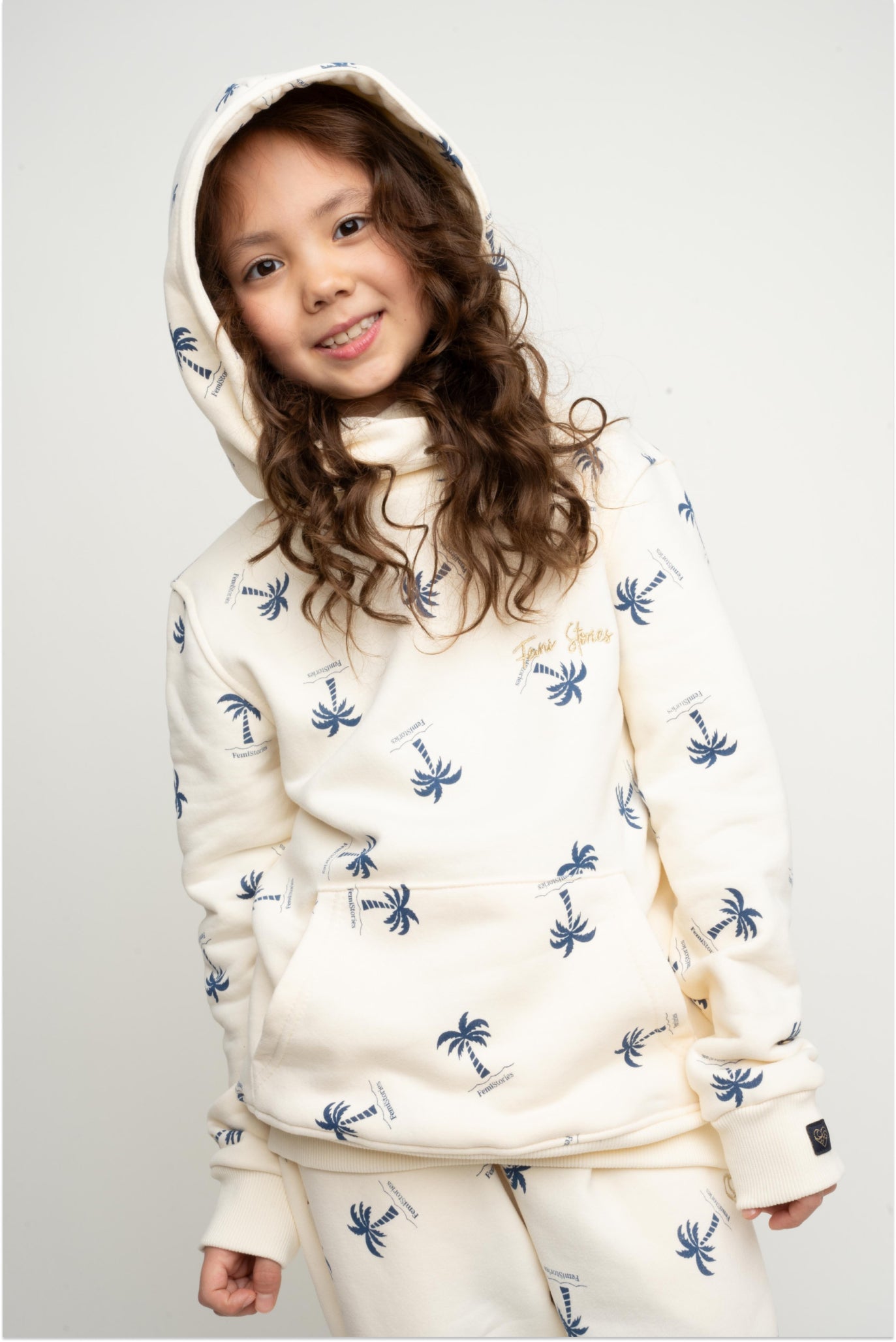 CHILDREN'S ECRU HOODED SWEATSHIRT - RUM