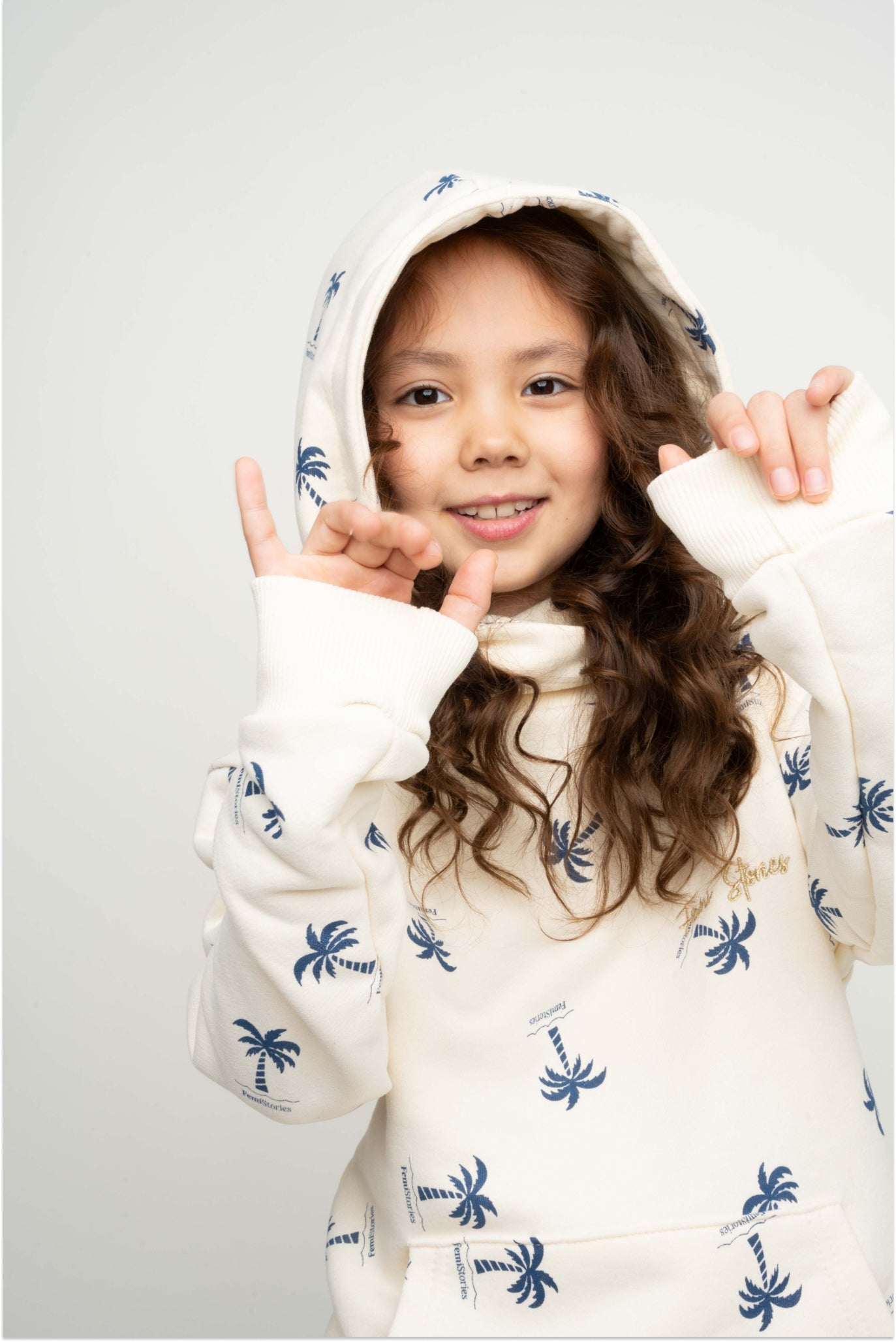 CHILDREN'S ECRU HOODED SWEATSHIRT - RUM