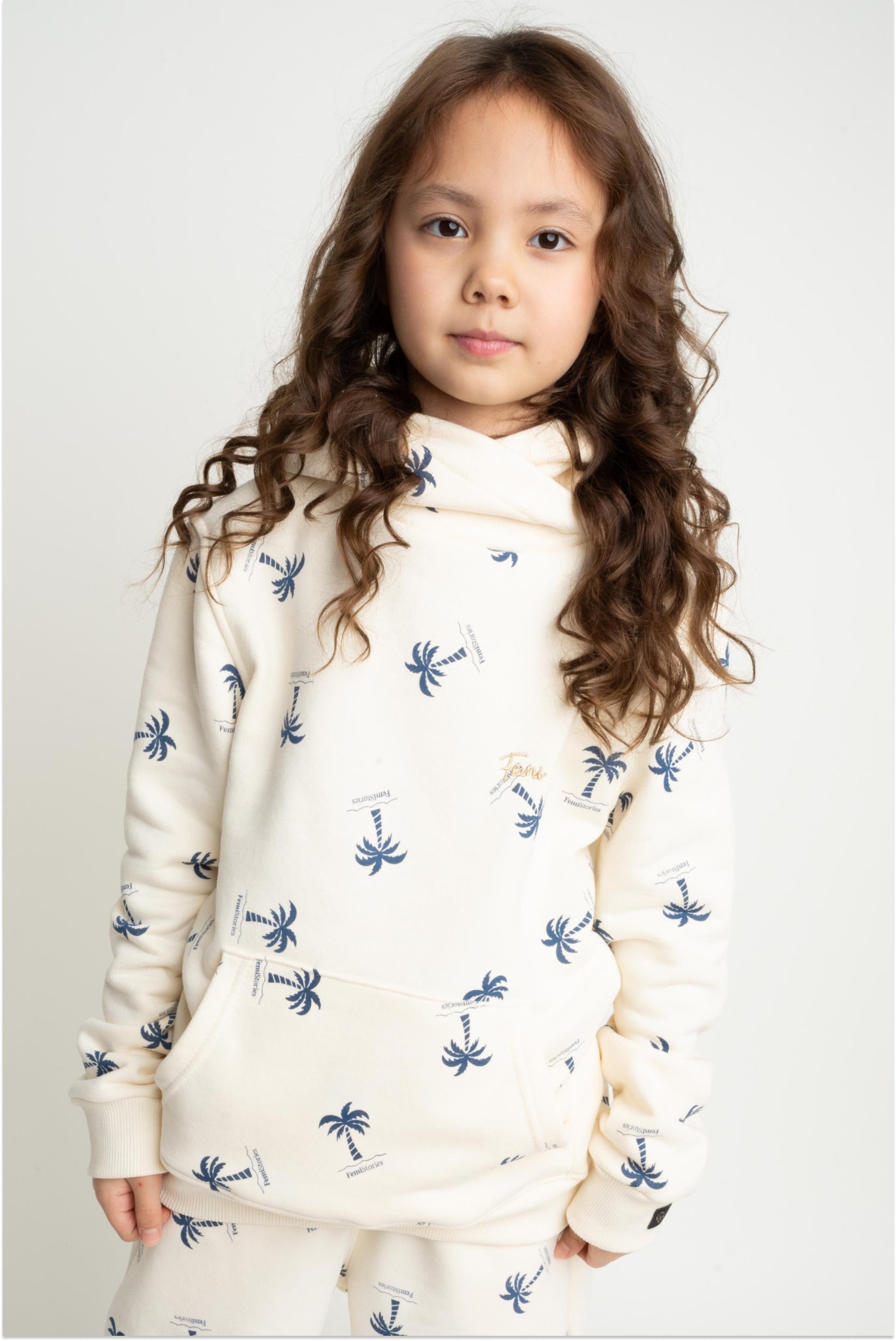 CHILDREN'S ECRU HOODED SWEATSHIRT - RUM