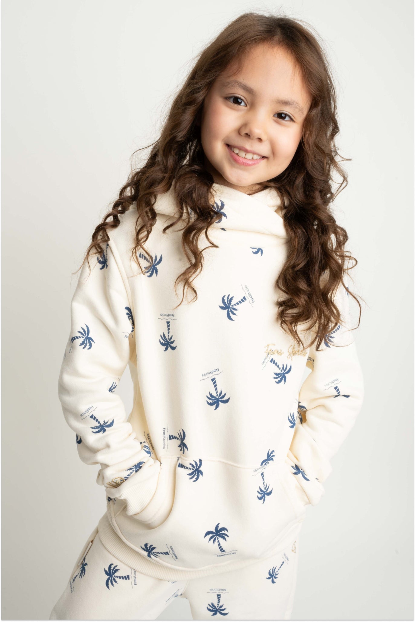 CHILDREN'S ECRU HOODED SWEATSHIRT - RUM