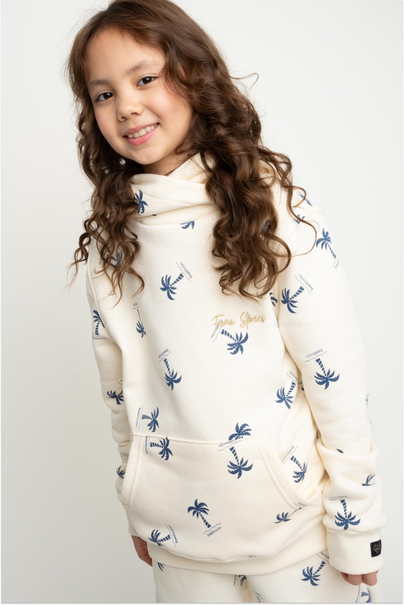 CHILDREN'S ECRU HOODED SWEATSHIRT - RUM