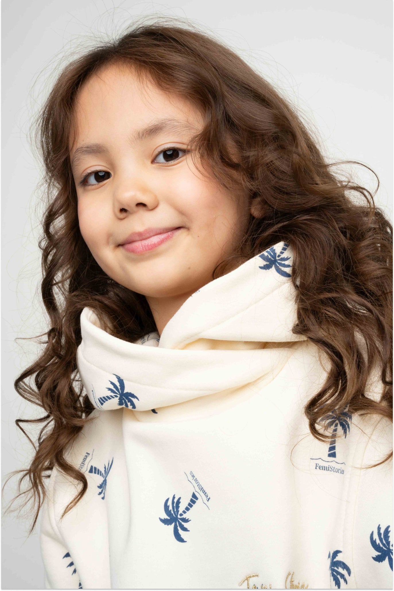 CHILDREN'S ECRU HOODED SWEATSHIRT - RUM