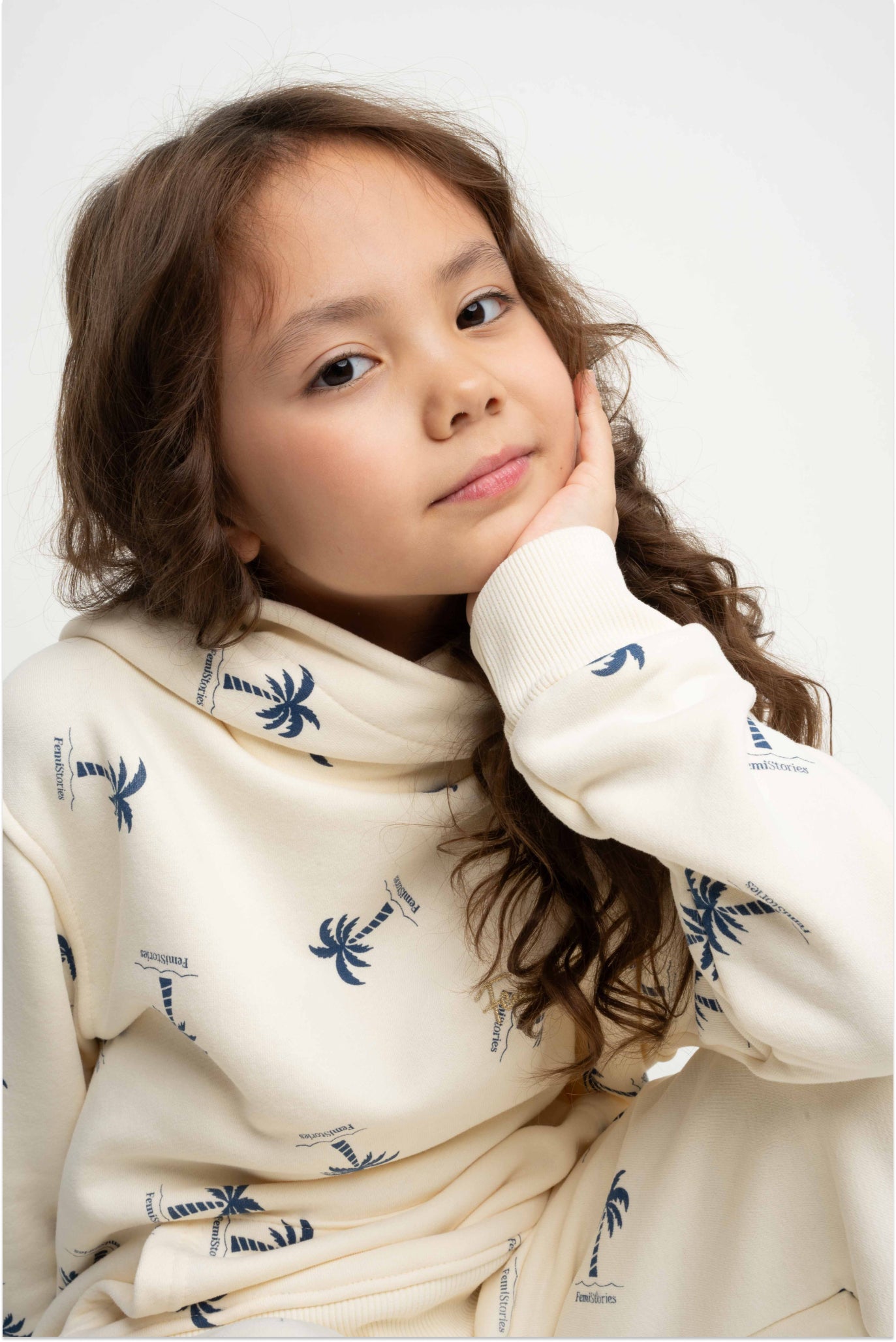 CHILDREN'S ECRU HOODED SWEATSHIRT - RUM