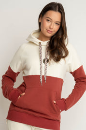 BLUZA Z KAPTUREM CEGLASTA - KENTA
