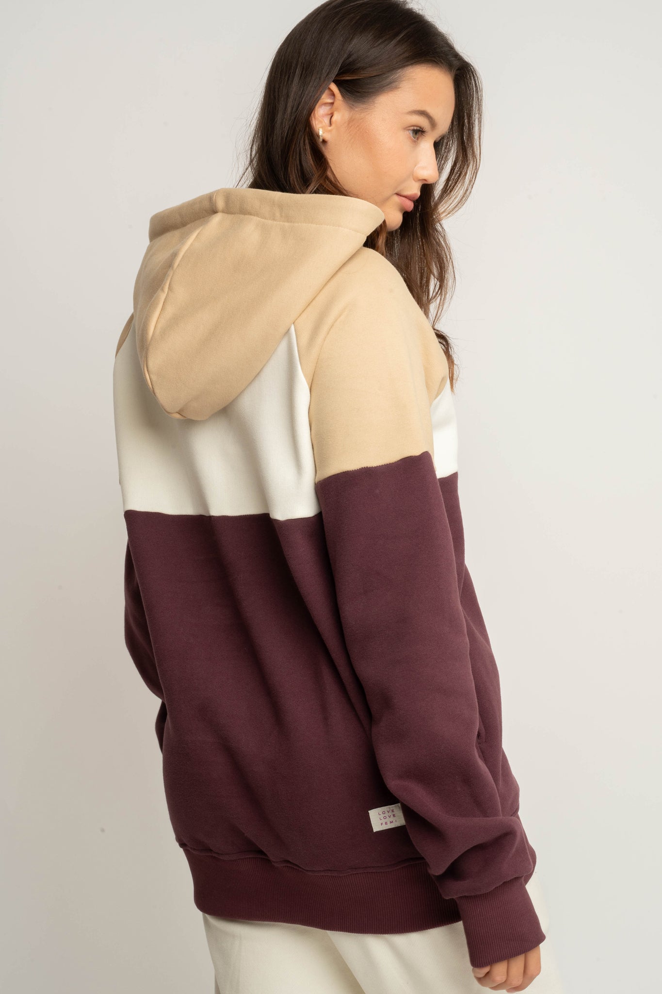 BLUZA Z KAPTUREM BORDOWA - NEMOS