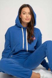 BLUZA Z KAPTUREM CIEMNONIEBIESKA - AURENA