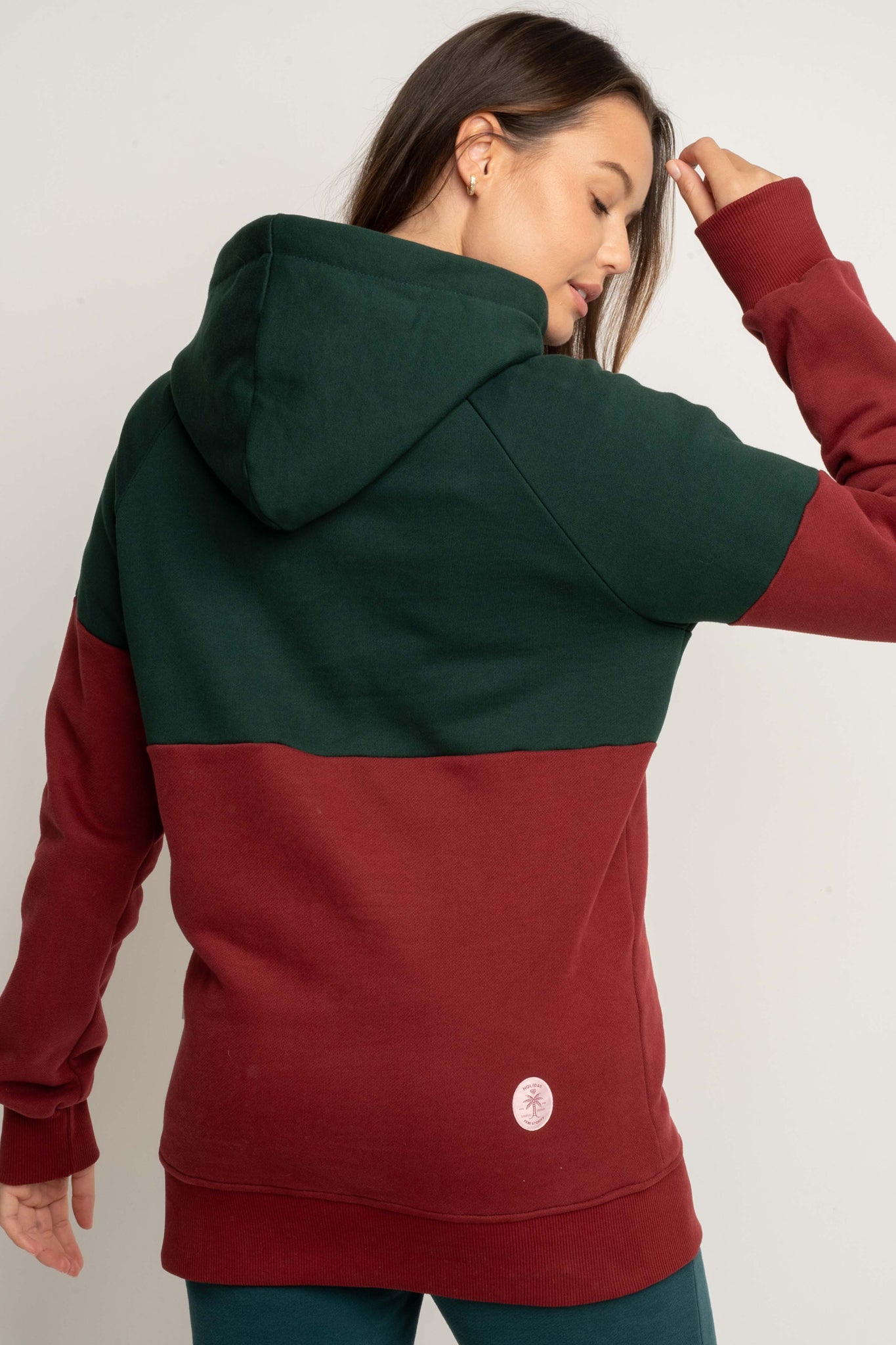 BLUZA Z KAPTUREM BORDOWA - KENTA