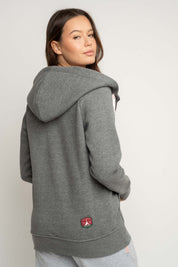 BLUZA ROZPINANA Z KAPTUREM SZARY MELANŻ - INI