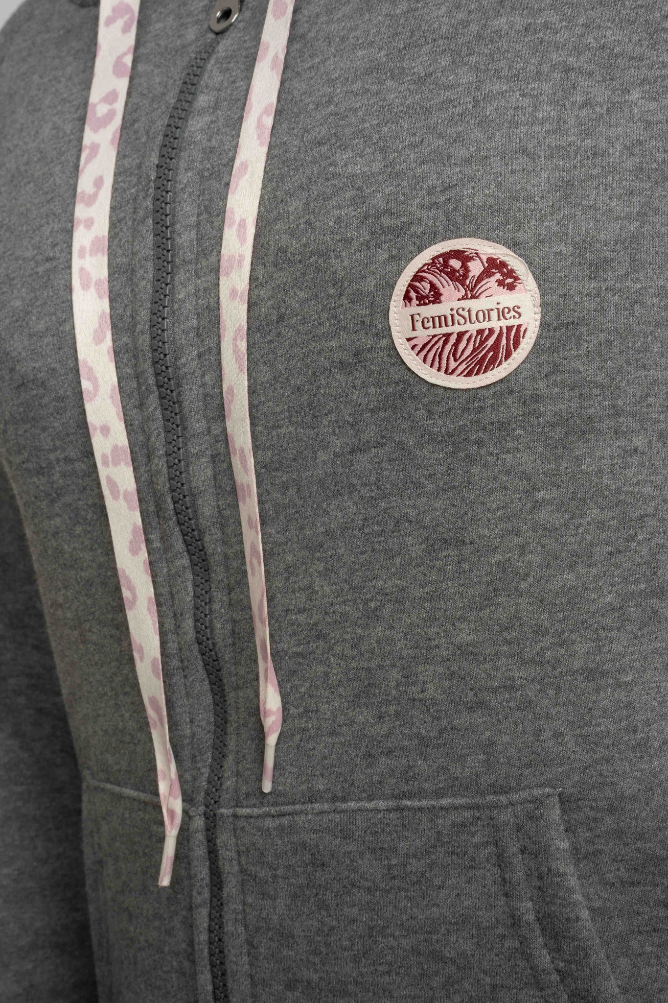 BLUZA ROZPINANA Z KAPTUREM SZARY MELANŻ - INI