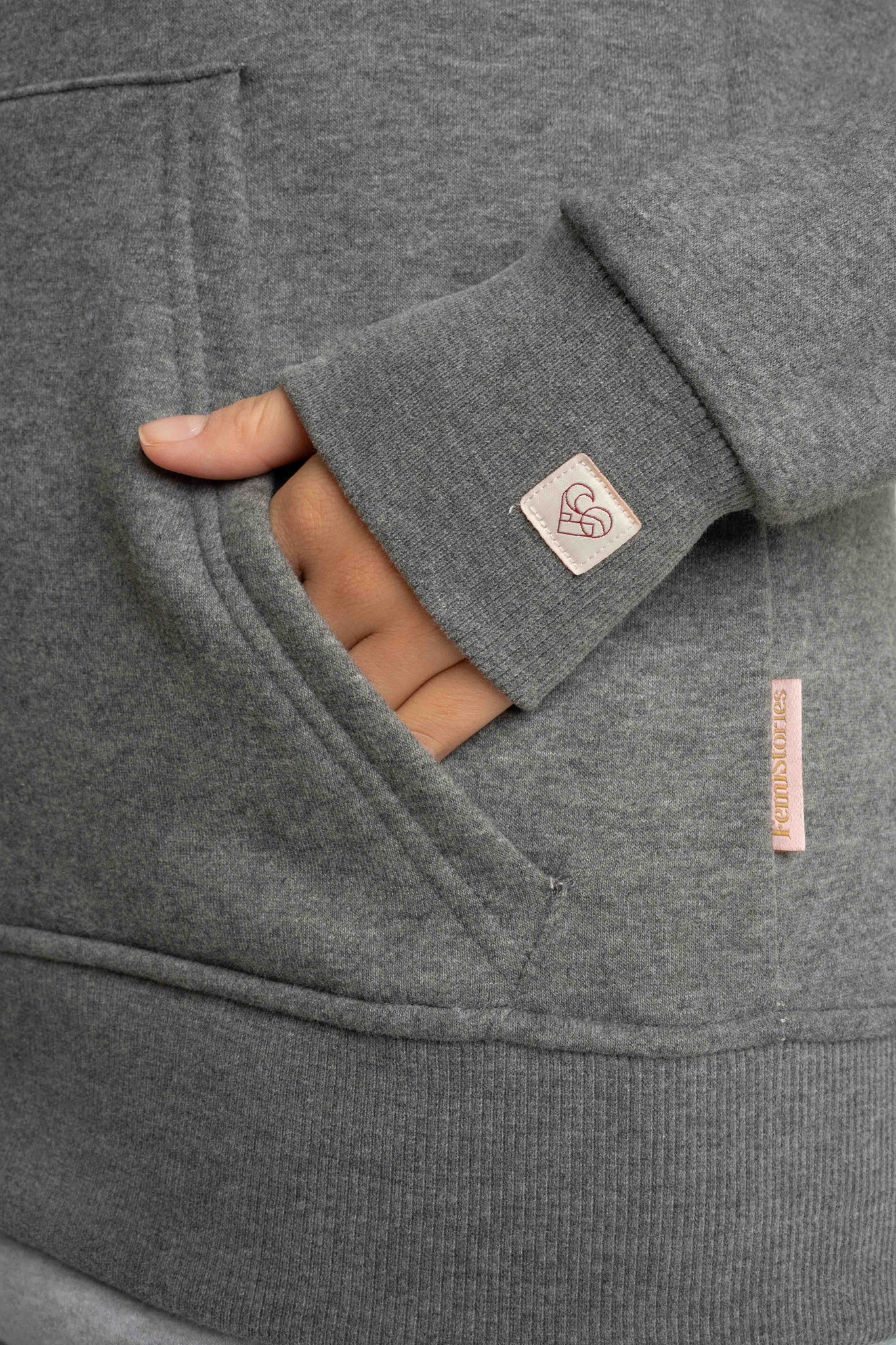 BLUZA ROZPINANA Z KAPTUREM SZARY MELANŻ - INI