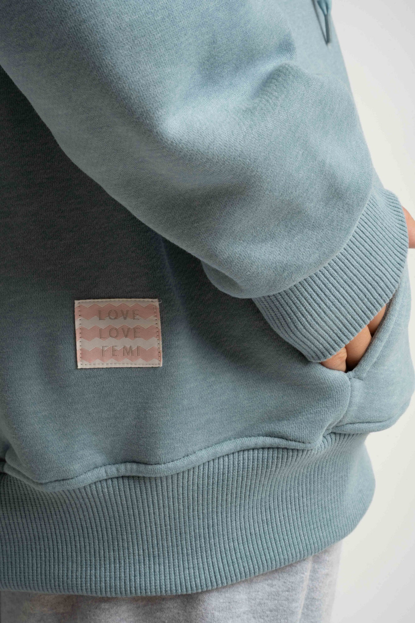 BLUZA Z KAPTUREM ROZPINANA TURKUSOWA - FLEUR