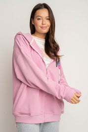 BLUZA Z KAPTUREM ROZPINANA RÓŻÓWA - FLEUR