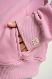 BLUZA Z KAPTUREM ROZPINANA RÓŻÓWA - FLEUR