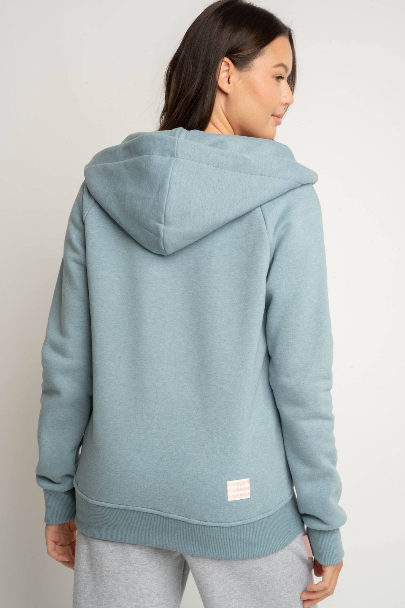 BLUZA ROZPINANA Z KAPTUREM TURKUSOWA - INI