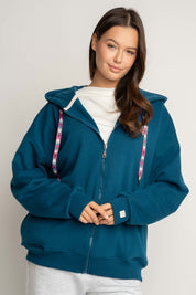 BLUZA Z KAPTUREM ROZPINANA MORSKA - FLEUR