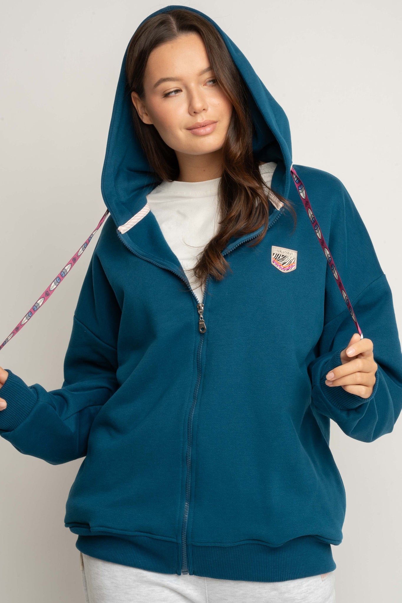 BLUZA Z KAPTUREM ROZPINANA MORSKA - FLEUR