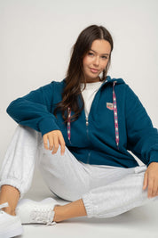 BLUZA Z KAPTUREM ROZPINANA MORSKA - FLEUR