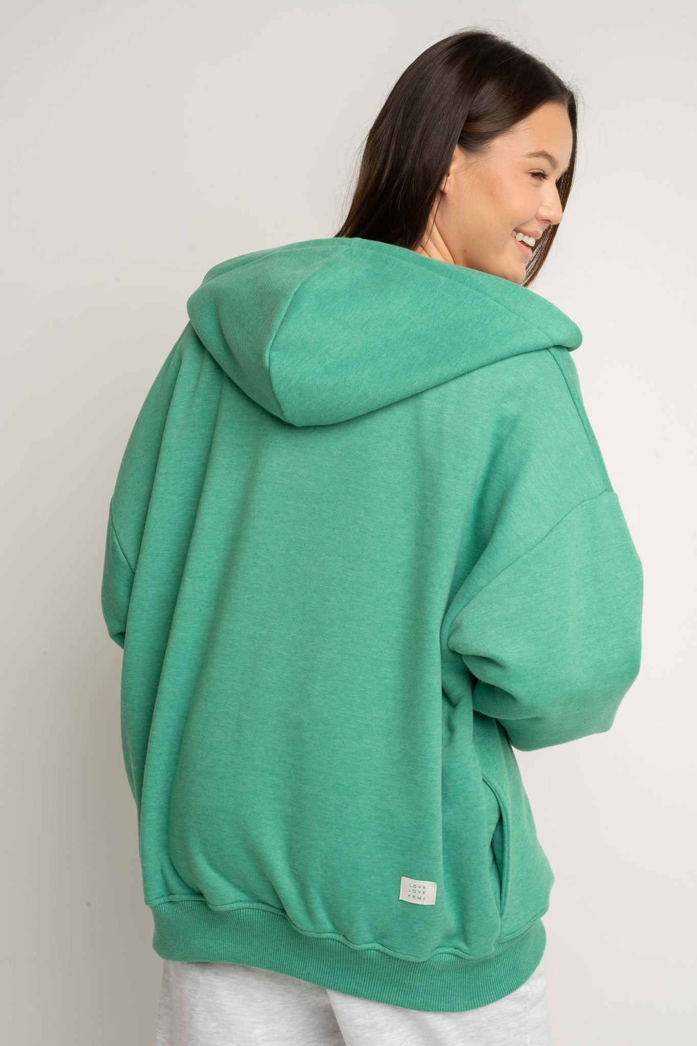 BLUZA Z KAPTUREM ROZPINANA ZIELONA - FLEUR