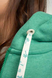 BLUZA Z KAPTUREM ROZPINANA ZIELONA - FLEUR