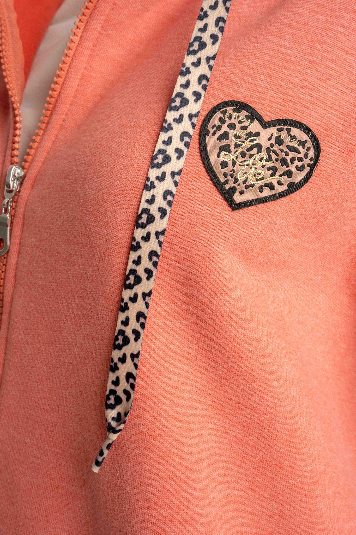 BLUZA Z KAPTUREM ROZPINANA KORALOWA - FLEUR