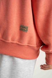 BLUZA Z KAPTUREM ROZPINANA KORALOWA - FLEUR