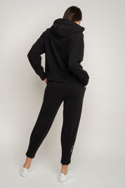 DRESOWE SPODNIE DAMSKIE Z KIESZENIAMI I ZWĘŻANYMI NOGAWKAMI CZARNE - SUZIE