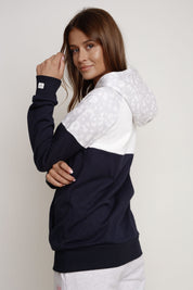 STAY WILD CREAM HOODED SWEATSHIRT WITH NAVY INSCRIPTION - NEMOS