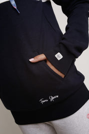 STAY WILD CREAM HOODED SWEATSHIRT WITH NAVY INSCRIPTION - NEMOS