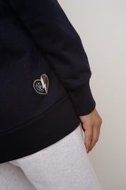 STAY WILD CREAM HOODED SWEATSHIRT WITH NAVY INSCRIPTION - NEMOS