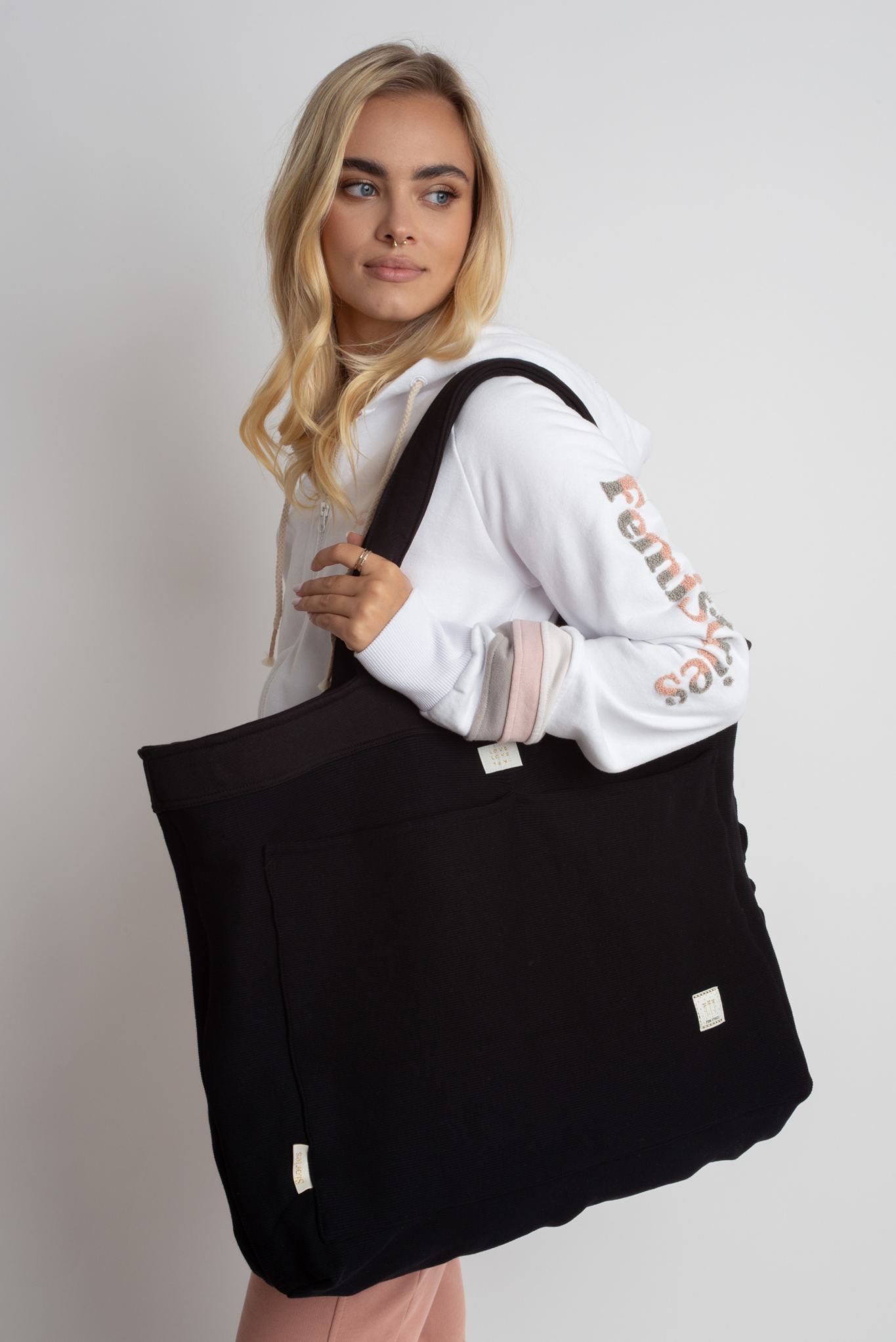 FEMI STORIES DOUBLE-SIDED SHOPPER BAG BLACK - BORA BORA