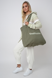 FEMI STORIES DOUBLE-SIDED SHOPPER BAG KHAKI - BORA BORA