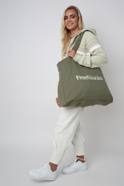 FEMI STORIES DOUBLE-SIDED SHOPPER BAG KHAKI - BORA BORA
