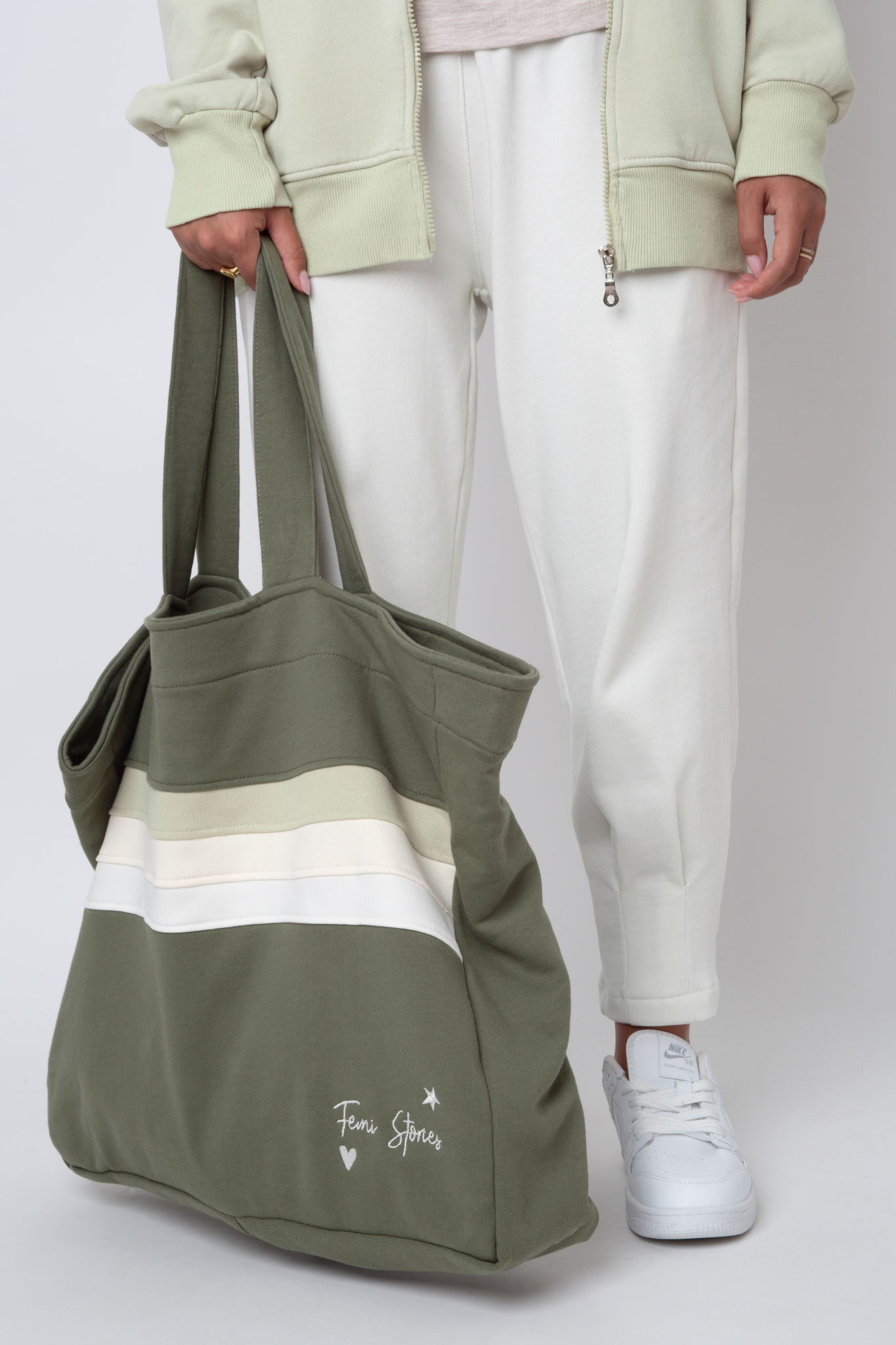 FEMI STORIES DOUBLE-SIDED SHOPPER BAG KHAKI - BORA BORA