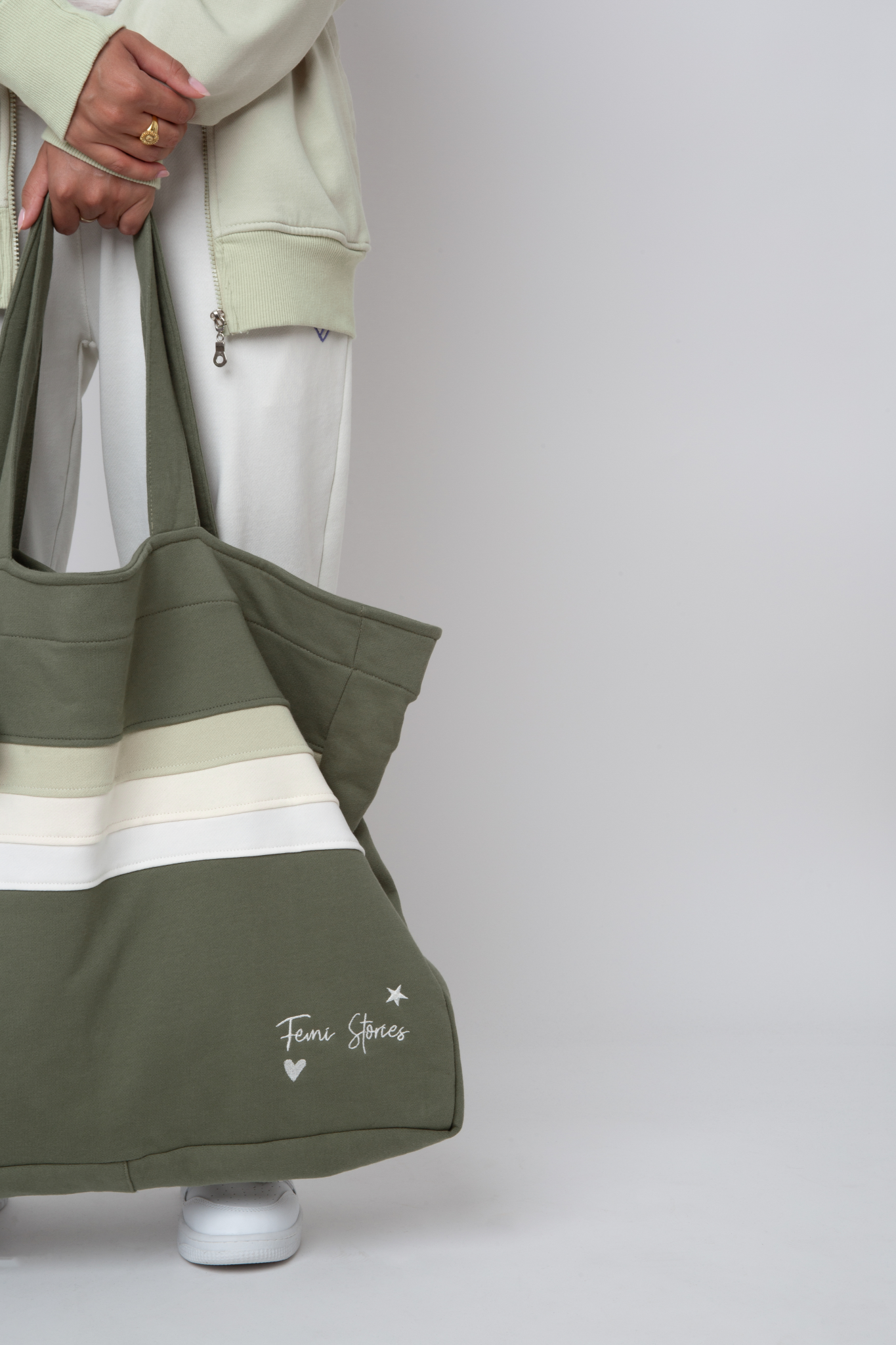 FEMI STORIES DOUBLE-SIDED SHOPPER BAG KHAKI - BORA BORA