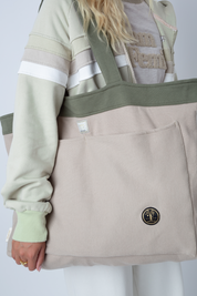 FEMI STORIES DOUBLE-SIDED SHOPPER BAG KHAKI - BORA BORA