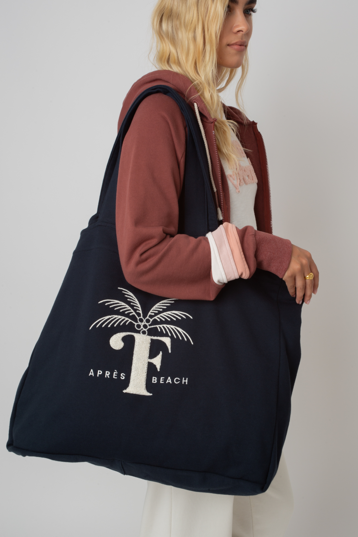 DWUSTRONNA TORBA TYPU SHOPPER FEMI STORIES GRANATOWA - BORA BORA