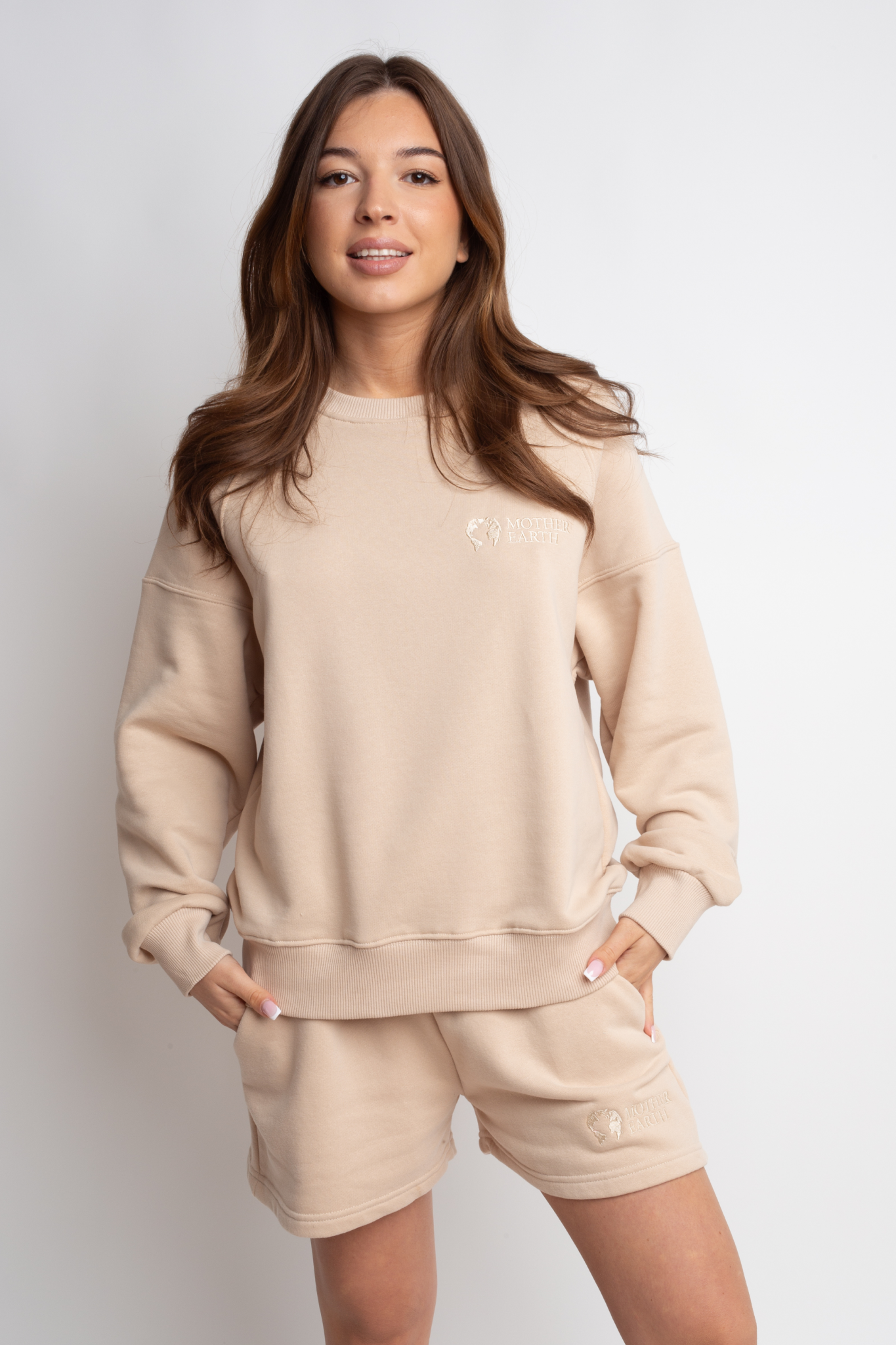 BLUZA O KROJU REGULAR FIT BEŻOWA - ARMINA