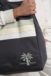 SHOPPER BAG WITH PALM PRINT, ANTHRACITE - BORA BORA