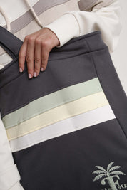 SHOPPER BAG WITH PALM PRINT, ANTHRACITE - BORA BORA
