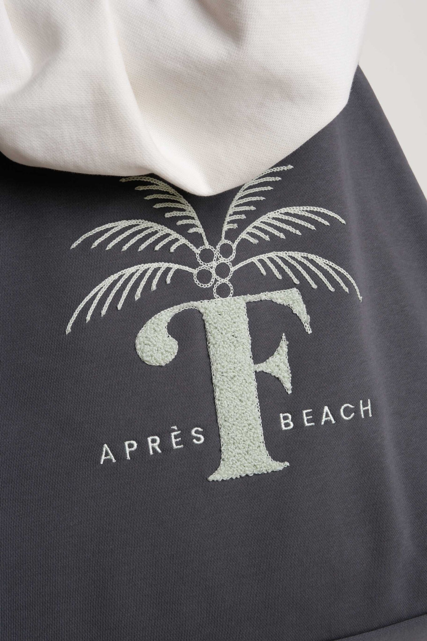 SHOPPER BAG WITH PALM PRINT, ANTHRACITE - BORA BORA