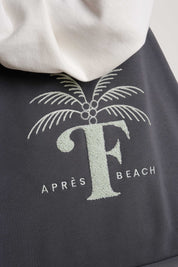SHOPPER BAG WITH PALM PRINT, ANTHRACITE - BORA BORA