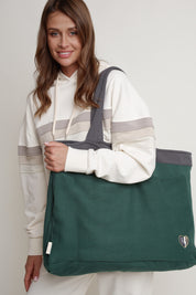 SHOPPER BAG WITH PALM PRINT, ANTHRACITE - BORA BORA