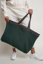 SHOPPER BAG WITH PALM PRINT, ANTHRACITE - BORA BORA