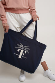 TORBA TYPU SHOPPER Z NADRUKIEM PALMY GRANATOWA - BORA BORA