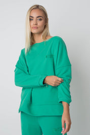 BLUZA OVERSIZE Z SZEROKIM DEKOLTEM ZIELONA - MULL