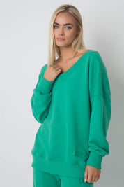 BLUZA Z DEKOLTEM OVERSIZE ZIELONA - BISCOE