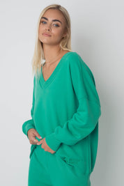 BLUZA Z DEKOLTEM OVERSIZE ZIELONA - BISCOE