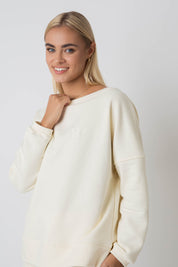 BLUZA OVERSIZE Z SZEROKIM DEKOLTEM ECRU - MULL