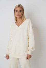 BLUZA Z DEKOLTEM OVERSIZE ECRU - BISCOE