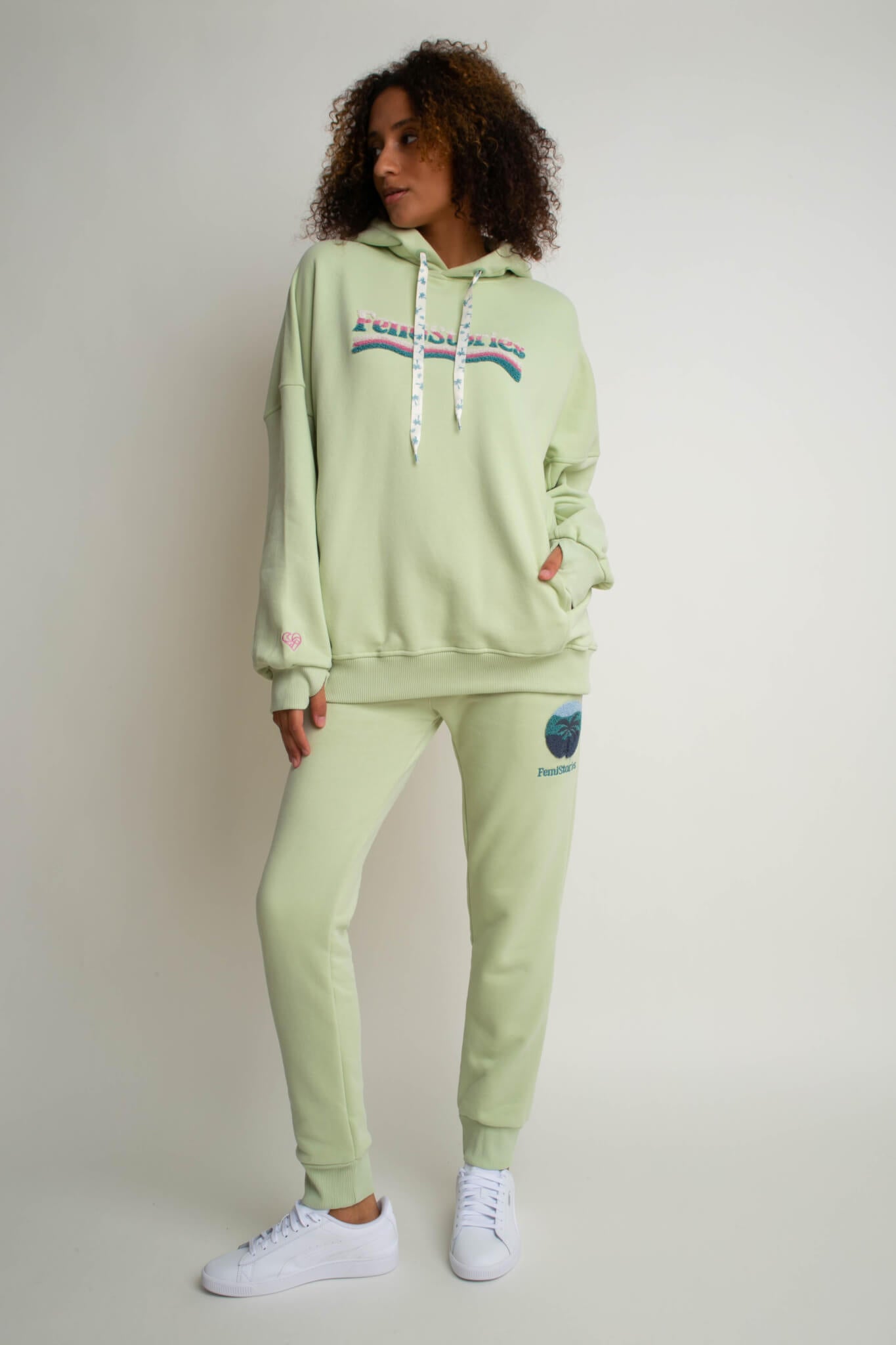 BLUZA OVERSIZE Z KAPTUREM PISTACJOWA - MOON CAY